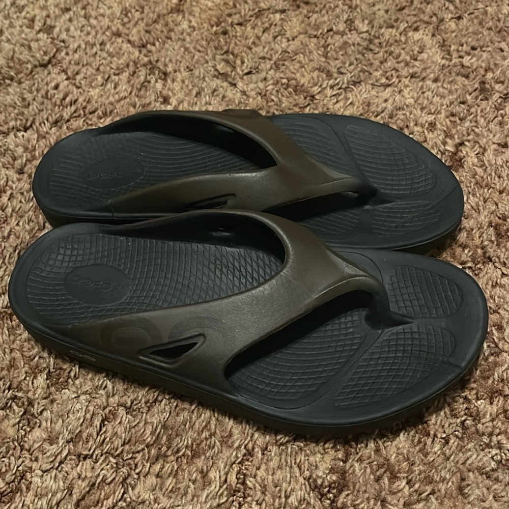 OOFOS OOriginal Recovery slide Sandals Brown Black Unisex Men 11 Women 13 EU 44